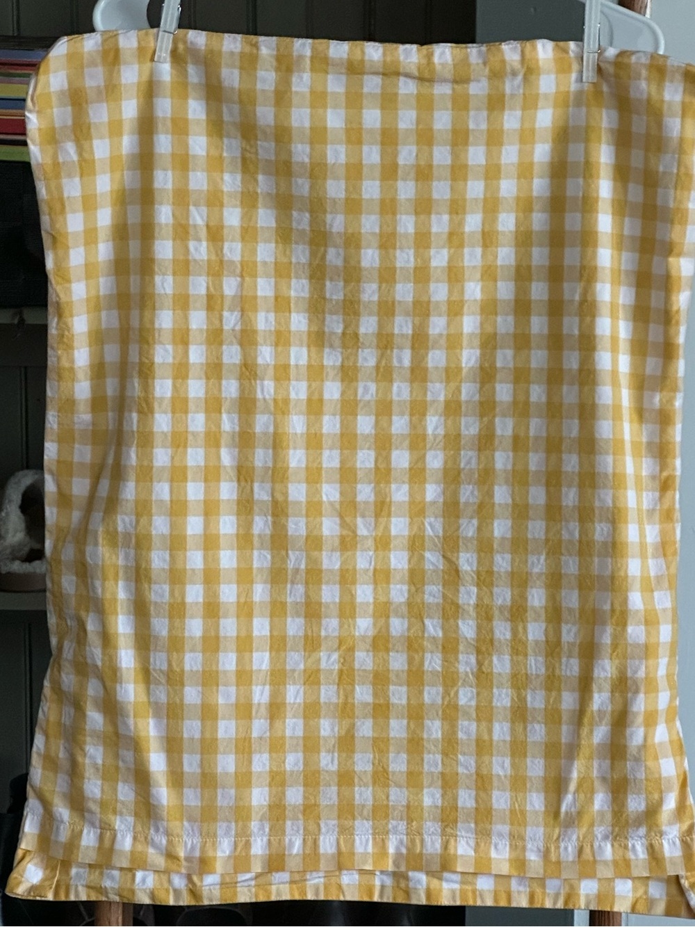 Company Store. Yellow and White Gingham Cotton Sham Pair.